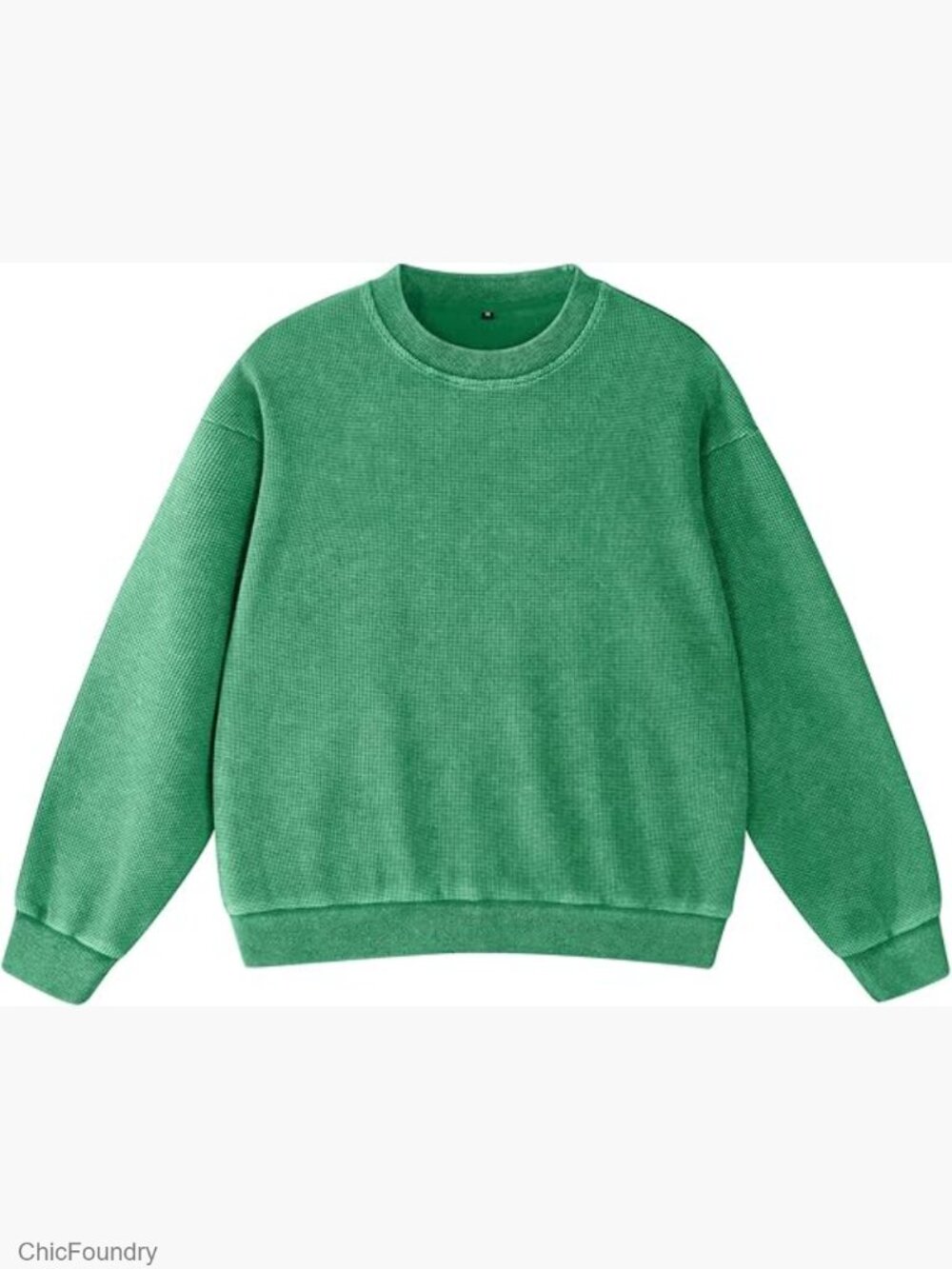 Oversized Waffle Crewneck Sweatshirt Women's Pullover Hoodie Casual Lounge